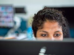 woman, work, office